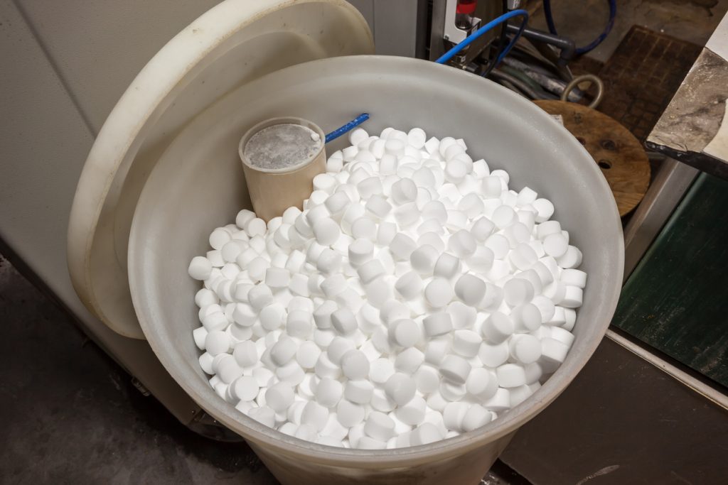 a barrel of salt blocks for the softener