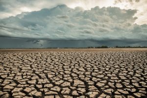 Climate change and drought land, Rainstorms are falling on the dry ground, Global warming concept,